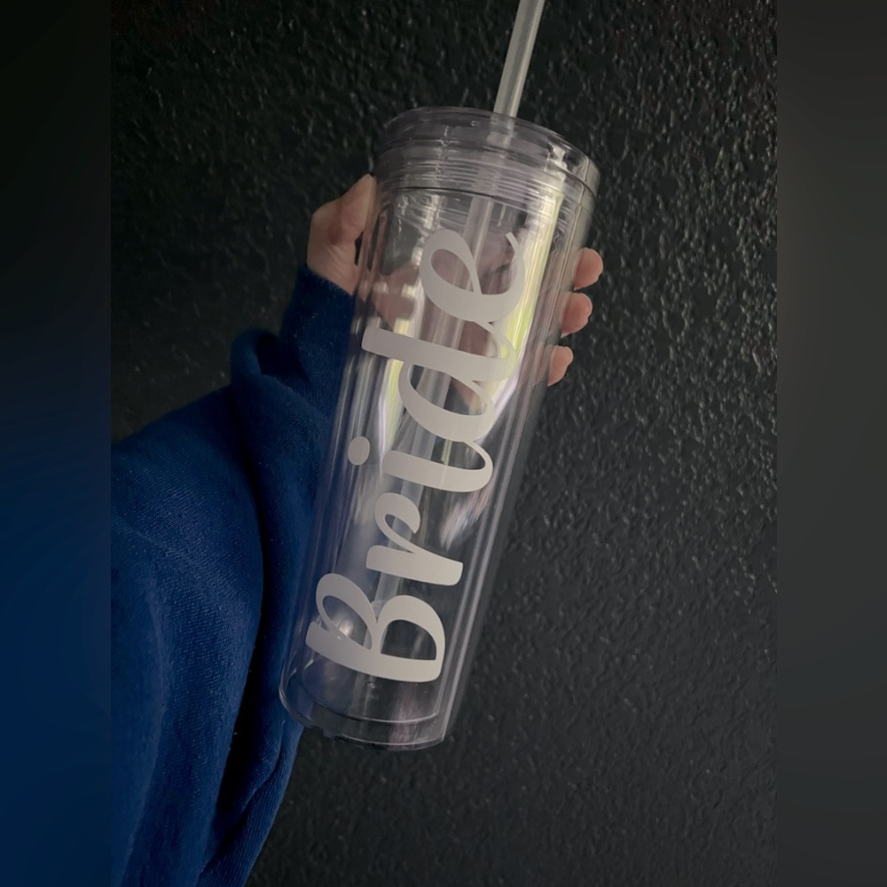 Bride tumbler, clear acrylic, NWOT wedding gift